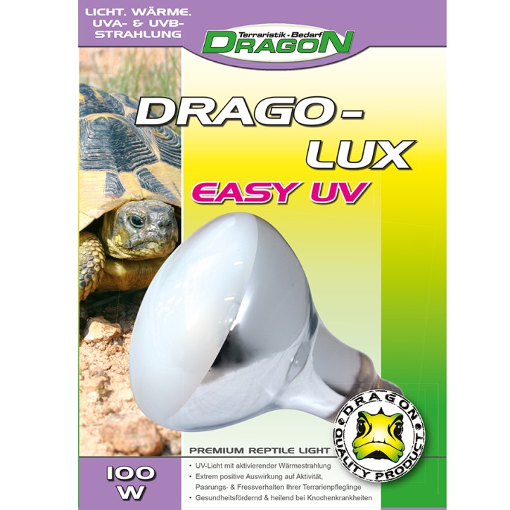 DRAGO Easy LUX UV Terrarienlampe: Optimale UVB- & UVA-Versorgung für Reptilien - 100 Watt