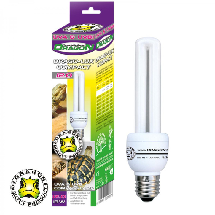 Drago Lux UV Kompaktlampe – Optimale UV-Strahlung für Terrarienbewohner - 12.0 - 13 Watt DESERT