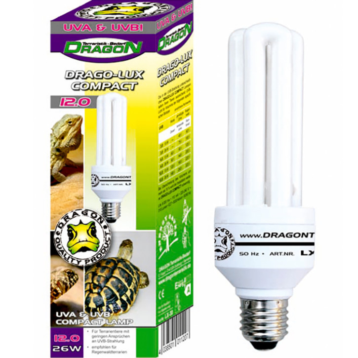 Drago Lux UV Kompaktlampe – Optimale UV-Strahlung für Terrarienbewohner - 12.0 - 26 Watt DESERT