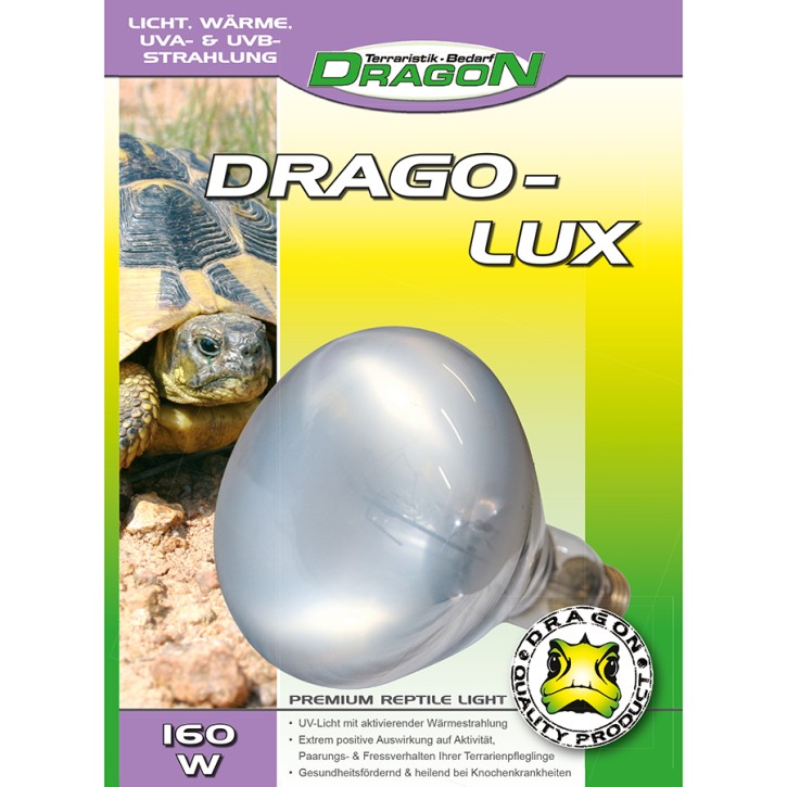 DRAGO Easy LUX UV Terrarienlampe: Optimale UVB- & UVA-Versorgung für Reptilien - 160 Watt