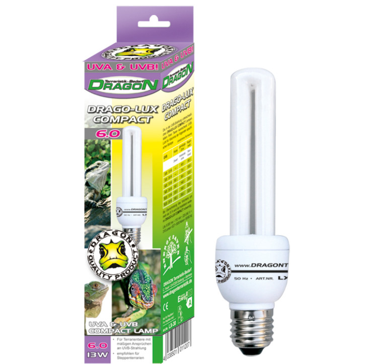 Drago Lux UV Kompaktlampe – Optimale UV-Strahlung für Terrarienbewohner - 6.0 - 13 Watt FOREST