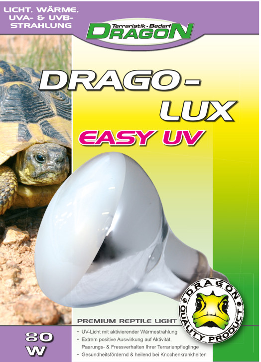 DRAGO Easy LUX UV Terrarienlampe: Optimale UVB- & UVA-Versorgung für Reptilien - 80 Watt