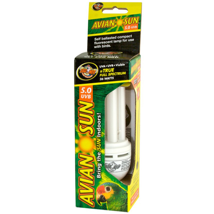 Zoo Med AvianSun 5.0 - Optimal für Vogelverhalten und Gesundheit - UVB Compact Fluorescent Lampe - 26 Watt