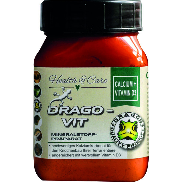 DRAGO-VIT Calcium + Vitamin D3 - Optimale Knochengesundheit für Reptilien & Amphibien - 60 g