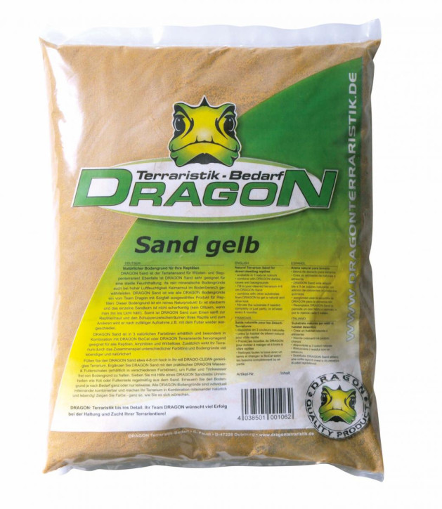 Dragon Terrariensand: Natürlicher Bodengrund für Wüsten- & Steppentiere - gelb 5 kg