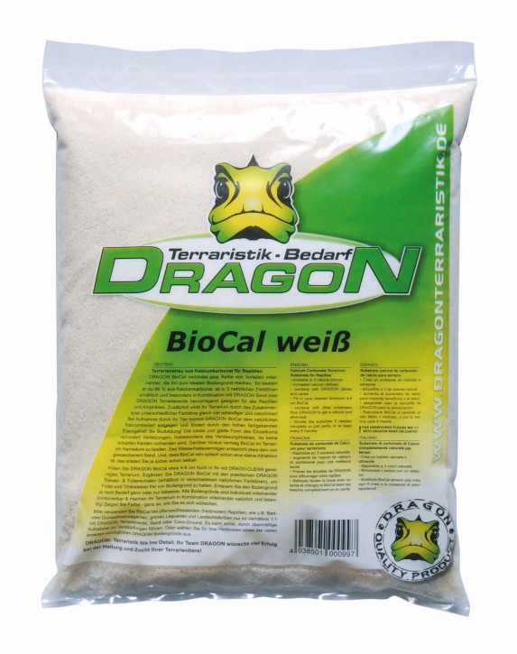 Premium Dragon BioCal Kalziumeinstreu - Gesunder Bodengrund für Ihr Terrarium - weiß 10 l ca. 16 kg