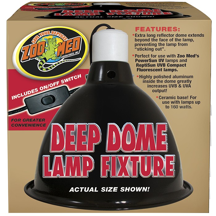 Zoo Med Deep Dome Clamp Lamp für PowerSun + Compacts Alu Reflektor Klemmlampe für Terrarium