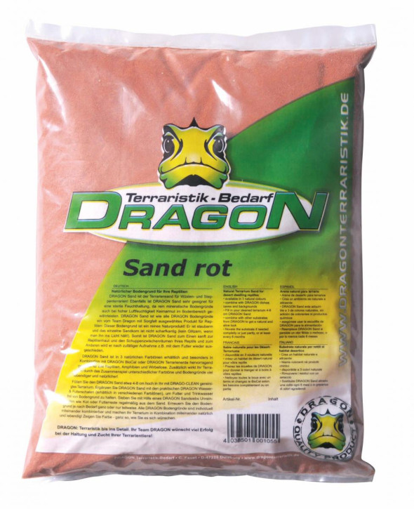 Dragon Terrariensand: Natürlicher Bodengrund für Wüsten- & Steppentiere - rot 5 kg