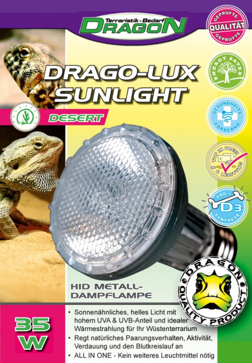 Dragon DRAGO-LUX Sunlight HID UV: Optimal für Reptilien-Terrarientiere - Desert 35 Watt