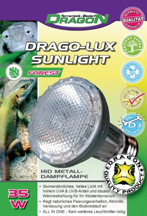 Dragon DRAGO-LUX Sunlight Forest 35 Watt, HID UV Metalldampflampe für Terrarium