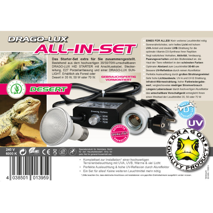 Dragon Metalldampflampe Set UV HID Terrarienlampe Reptilienlampe