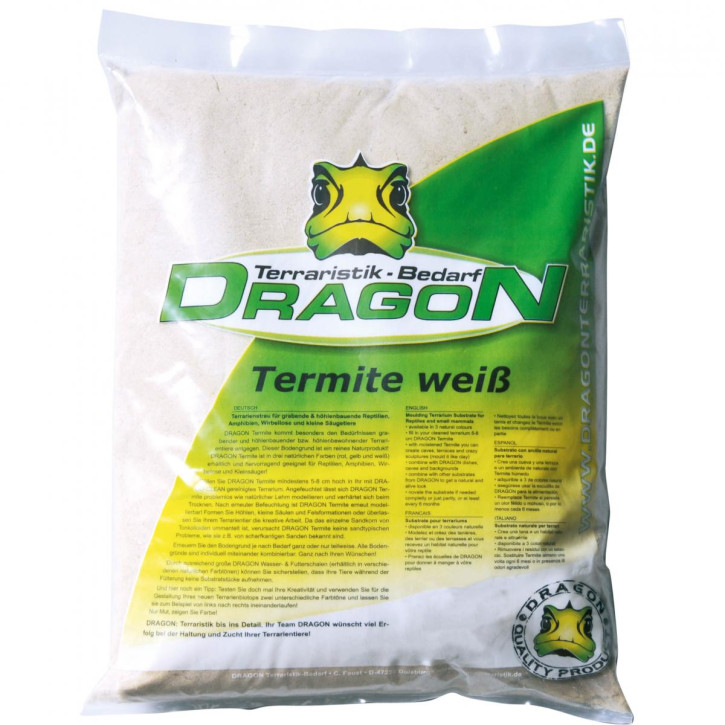 Dragon Termite: Modellierbarer Terrariensand für Grabende Reptilien & Amphibien - weiß 5 kg