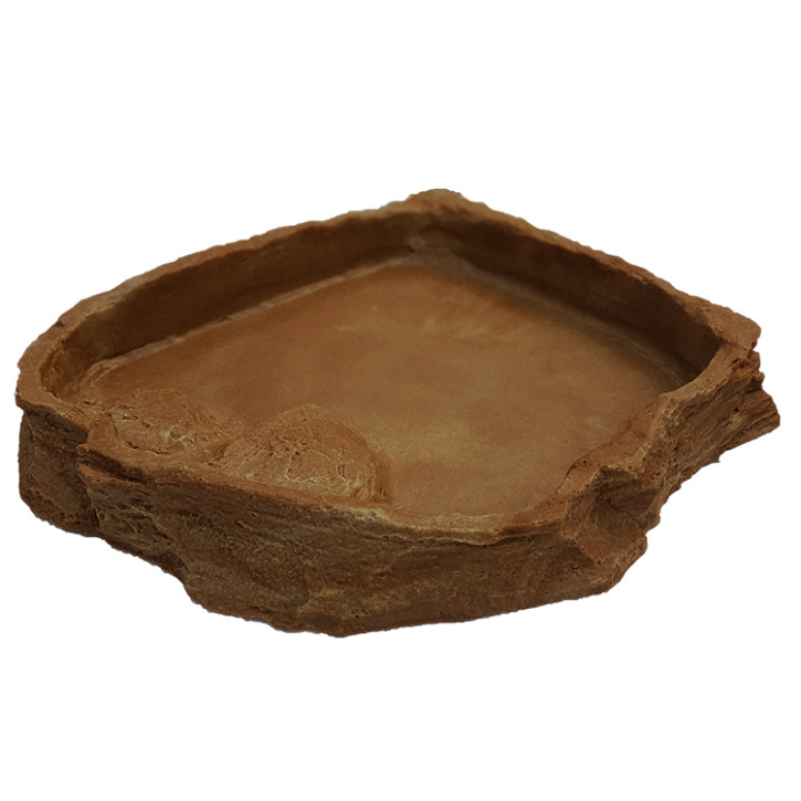XXL Dragon Eck-Schale für Terrarien: Futternapf & Wassernapf - Sandstein 3000 ml, 43 x 40 x 8 cm