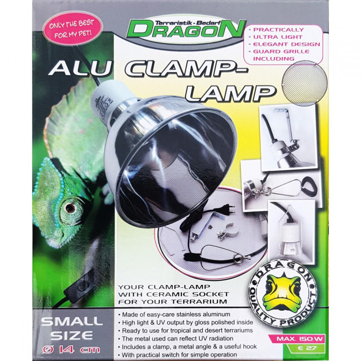 Dragon Alu Reflektor Klemmlampe Clamp Lamp für Terrarium Ø 14cm - max. 150W