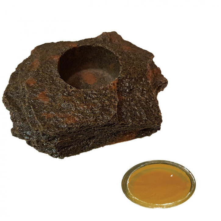 20 x 16 g Dragon Jelly Food brown candy + Felsenschale Lava