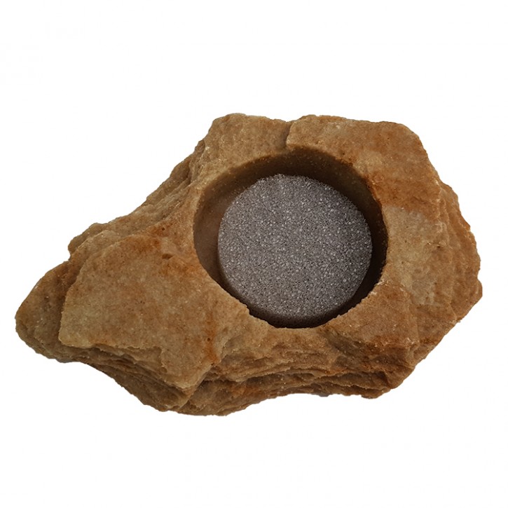 Dragon Mini Wasser- und Futterschale - Ideal für Kleintiere - Sandstein mit Schwamm 20 ml, 15 x 10x 2,5 cm