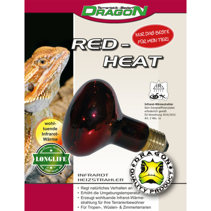 Dragon Red Heat Rotlicht Terrarium Wärmelampe Infrarot Reptilienlampe Heizstrahler - 150 Watt