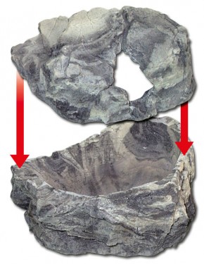 Dragon Repti Shelter Wet Box - Vielseitige Felsenhöhle - 17x14x15 cm - Granite
