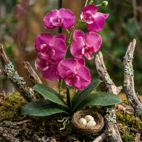 Dragon Orchideenzweig Bordeaux 80 cm – Terrarium Deko