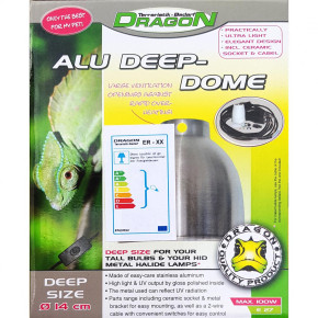 Dragon Alu Reflektor Klemmlampe Clamp Lamp für Terrarium zum Hängen  Ø 14cm - max. 100W