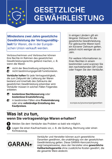 Offizieller deutscher EU-Hinweis zur gesetzlichen Gewährleistung